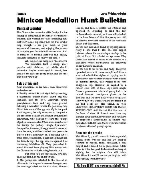 Medallion Hunt Bulletin 2